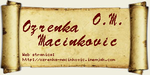 Ozrenka Mačinković vizit kartica
